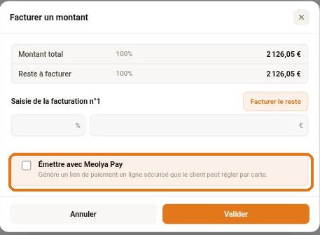 L'émission d'un montant sur une facture