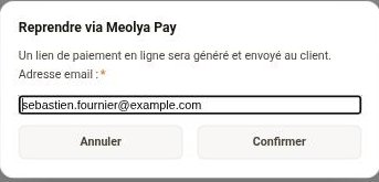 La reprise d'un paiement via Meolya Pay