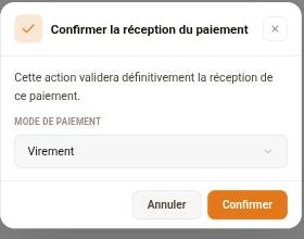 La confirmation de réception d'un paiement