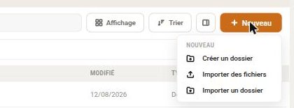 Le menu Nouveau